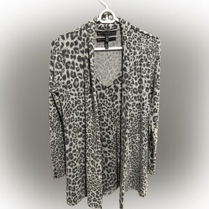White House black market Leopard Print Gray Sweater set